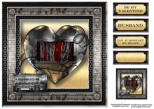 Tech Male Valentine - Heart & Keyboard 8x8