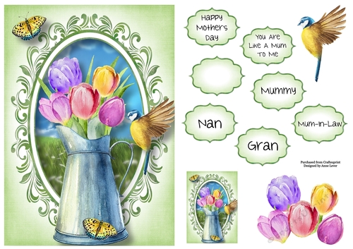 Mothers Day Tulips & Butterflies A5