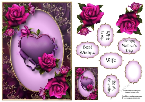 Magenta Heart & Roses A5