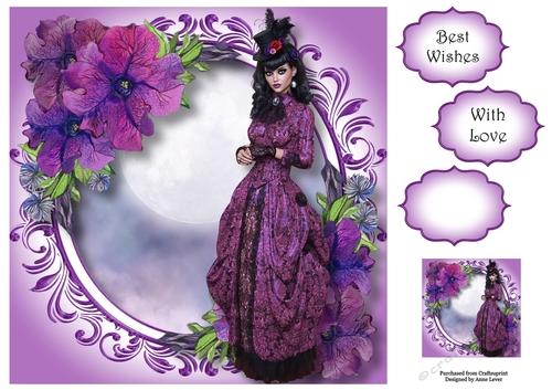 My Lady With Purple Petunias 8x8