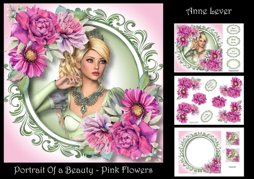 Portrait Of A Beauty - Pink Flowers