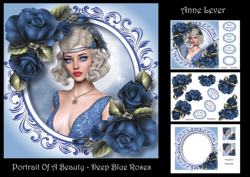 Portrait Of A Beauty - Deep Blue Roses