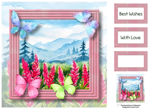 Spring Landscape Floral & Flutters 4 8x8