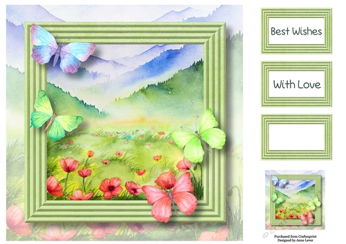Spring Landscape Floral & Flutters 3 8x8