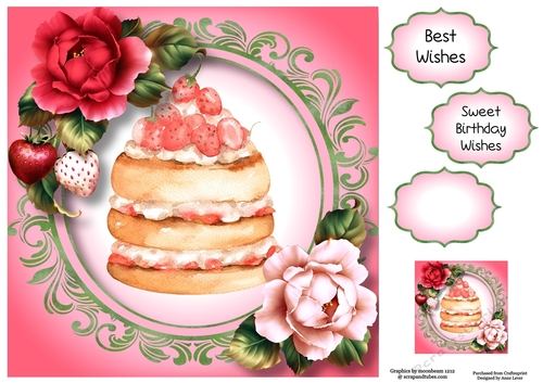 Sweet Birthday Wishes - Strawberry Layer Cake 8x8