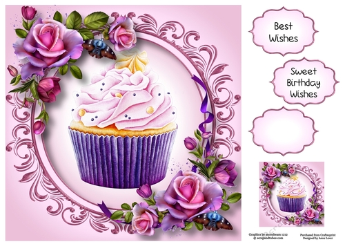 Sweet Birthday Wishes - cupcake 8x8