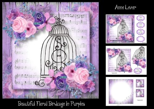 Beautiful Floral Birdcage In Purples
