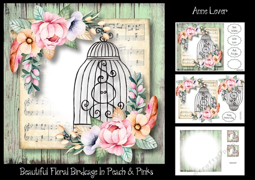 Beautiful Floral Birdcage In Peach & Pink