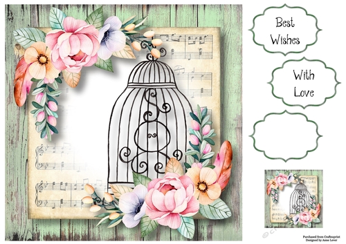 Beautiful Floral Birdcage In Peach & Pink 8x8