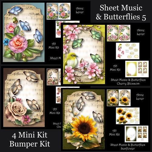 Sheet Music & Butterflies 5 Bumper Kit