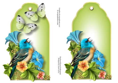 2 A5 Tag Shaped Toppers - Blue Songbird