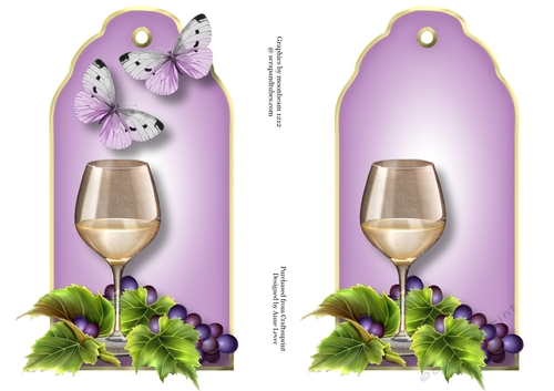 2 A5 Tag Shaped Toppers - White Wine