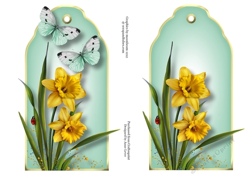 2 A5 Tag Shaped Toppers - Daffodils