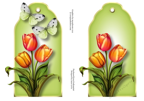 2 A5 Tag Shaped Toppers - Tulips