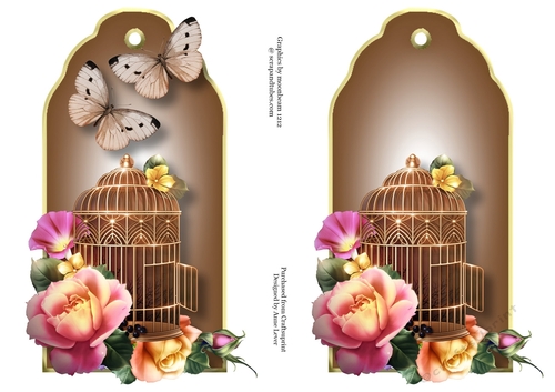 2 A5 Tag Shaped Toppers - Birdcage
