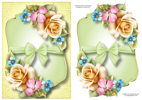 Gold edged Mat & Bow - Yellow Rose