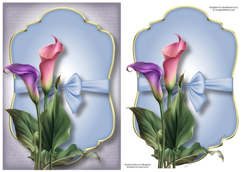 Gold Edged Mat & Bow - Calla Lilies