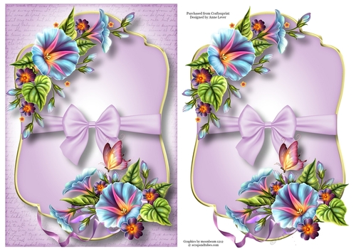 Gold Edged Mat & Bow - Morning Glory