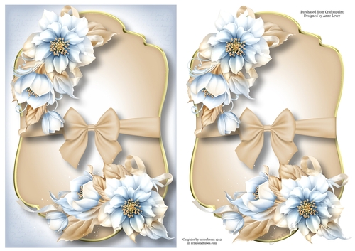 Gold Edged Mat & Bow - Frosted Florals