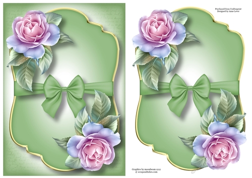 Gold Edged Mat & Bow - Blended Roses
