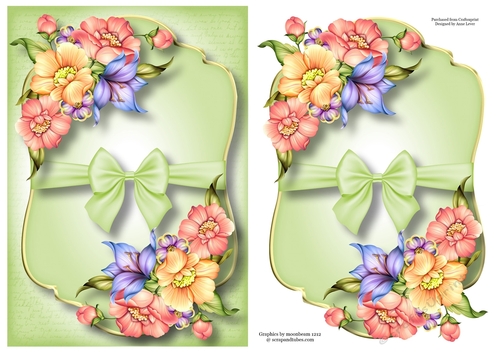 Gold Edged Mat & Bow - Beautiful Floral