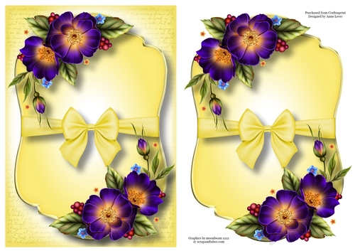 Gold Edged Mat & Bow - Purple Wild Rose