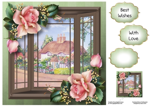 The Bay Window - Pink Roses 8x8
