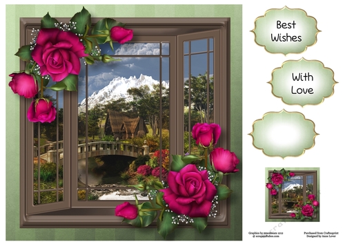 The Bay Window - Deep Pink Roses 8x8