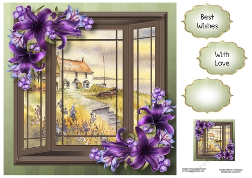 The Bay Window - Deep Purple Lilies 8x8