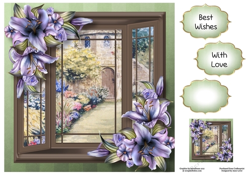 The Bay Window - Purple Lilies 8x8