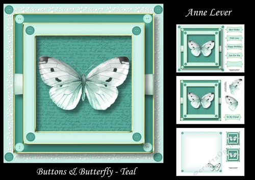 Buttons & Butterfly - Teal
