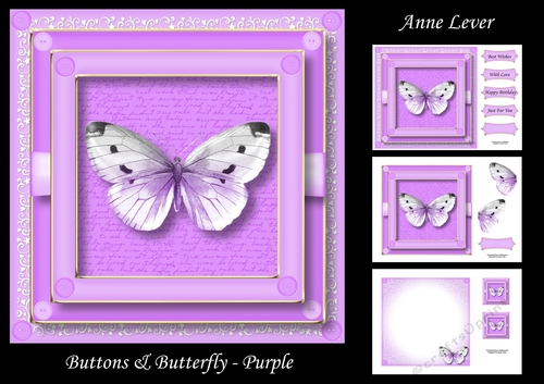 Buttons & Butterfly - Purple