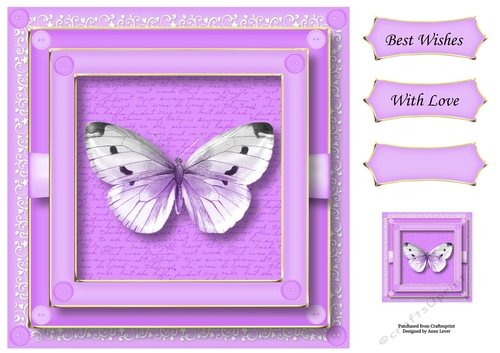 Buttons & Butterfly - Purple 8x8