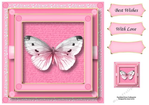 Buttons & Butterfly - Pink 8x8