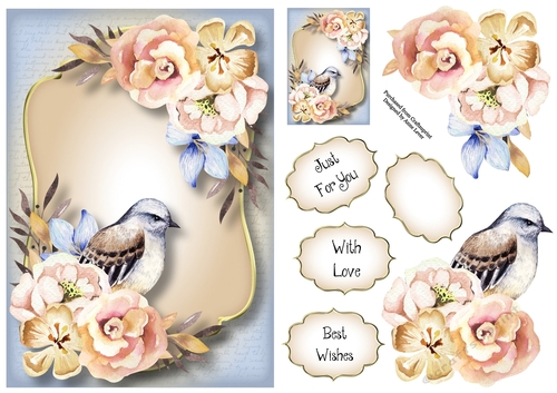 Beautiful Bird & Blooms - Blue & Brown A5