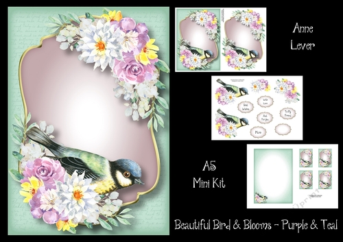 Beautiful Bird & Blooms - Purple & Teal