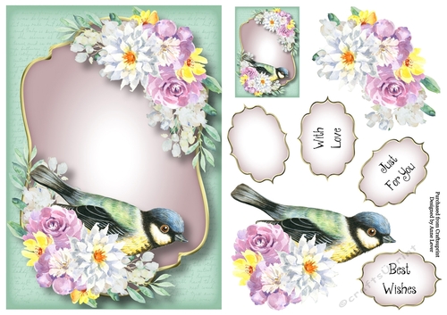 Beautiful Bird & Blooms - Purple & Teal A5