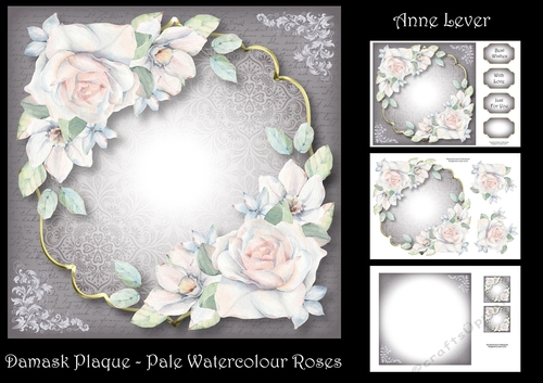 Damask Plaque - Pale Watercolour Roses 