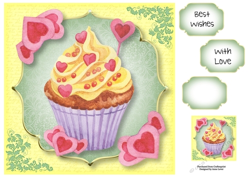 Birthday Cupcake - With Love 8x8