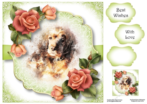 Gorgeous Spaniel & Downton Roses 8x8