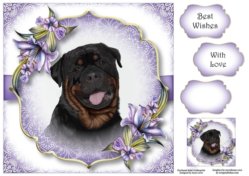 Gorgeous Rottweiler & Lilies 8x8
