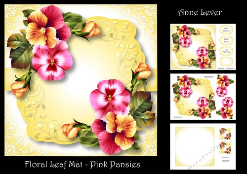 Floral Leaf Mat - Pink Pansies