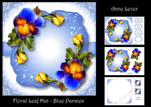 Floral Leaf Mat - Blue Pansies