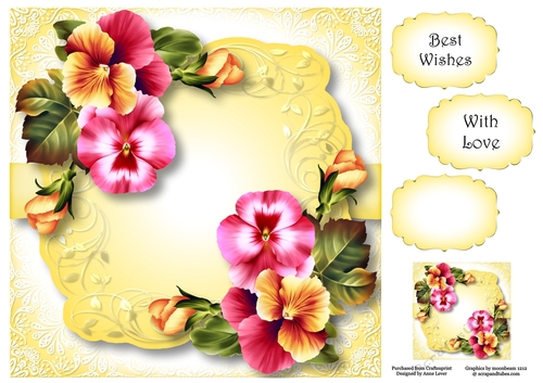 Floral Leaf Mat - Pink Pansies 8x8