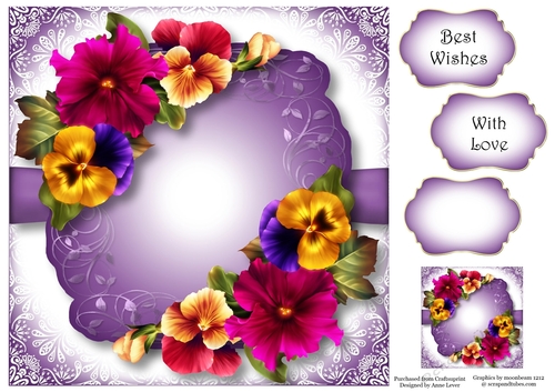 Floral Leaf Mat - Bright Pansies 8x8