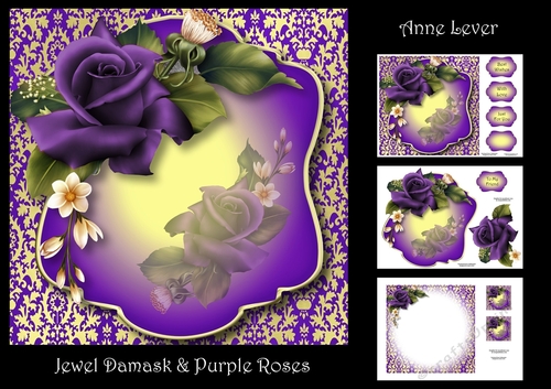 Jewel Damask & Purple Roses