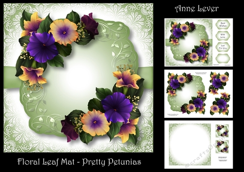 Floral Leaf Mat - Pretty Petunias 