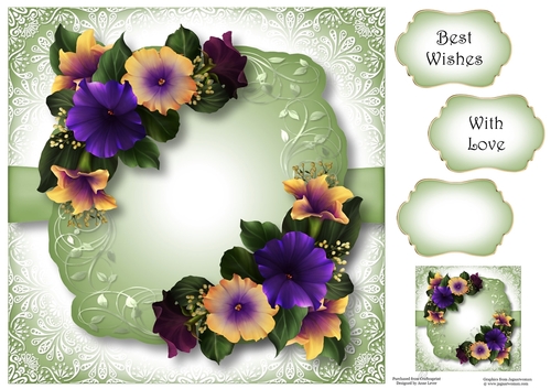 Floral Leaf Mat - Pretty Petunias 8x8