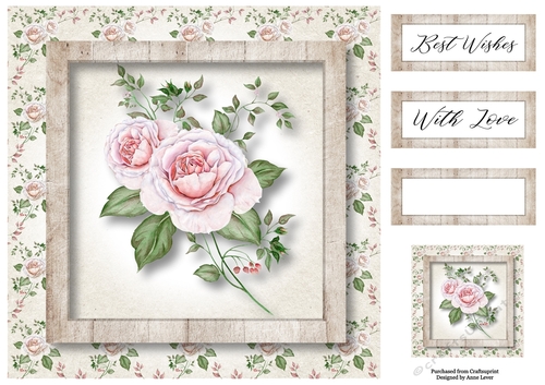 Vintage Framed Roses 8x8