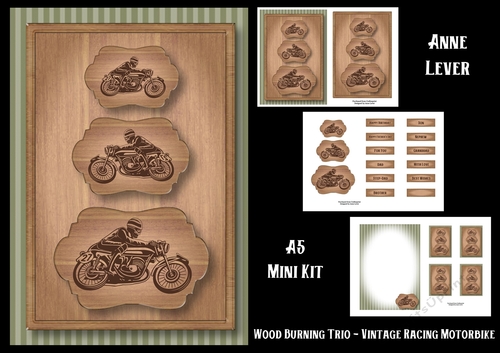 Wood Burning Trio - Vintage Racing Motorbike